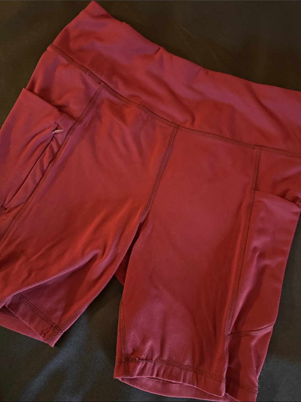 Avia Burgundy High-Rise Bike Shorts with Side Pockets